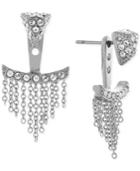 Vince Camuto Silver-tone Pave Triangle And Chain Fringe Ear Jackets