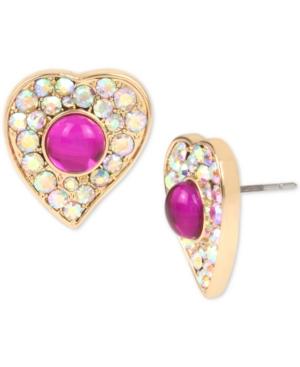 Betsey Johnson Gold-tone Stone & Crystal Stud Earrings