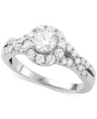 Diamond Halo Engagement Ring (1-1/7 Ct. T.w.) In 14k White Gold