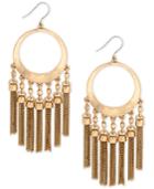 Lucky Brand Gold-tone Circle Fringe Drop Earrings