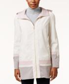 Jones New York Hooded Water-resistant Colorblocked Raincoat