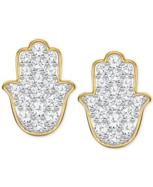 Swarovski Gold-tone Crystal Hamsa Hand Stud Earrings