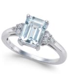 Aquamarine (1-5/8 Ct. T.w.) & Diamond (1/8 Ct. T.w.) Ring In 14k White Gold