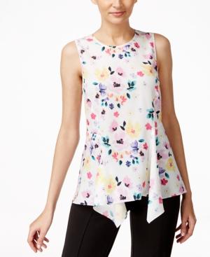 Cece By Cynthia Steffe Floral-print Draped Peplum Top