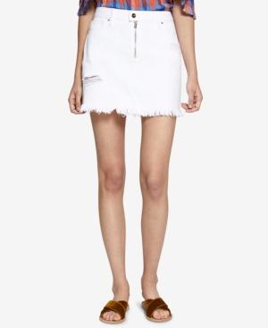 Sanctuary Frayed Zip-detail Denim Skirt