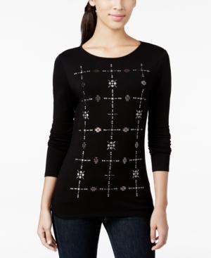 Vince Camuto Embellished Long-sleeve Top