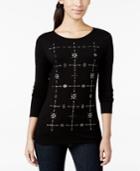Vince Camuto Embellished Long-sleeve Top