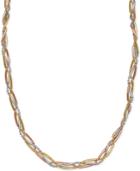 Tri-color Bar & Bead Link Collar Necklace In 14k Gold, White Gold & Rose Gold
