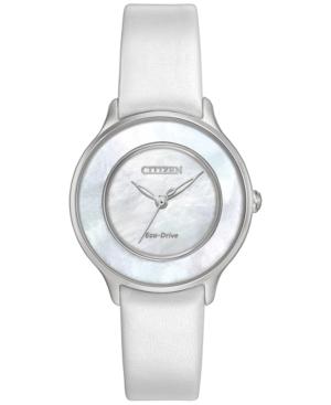 Citizen Women's Eco-drive White Patent Leather Strap Watch 30mm Em0381-03d