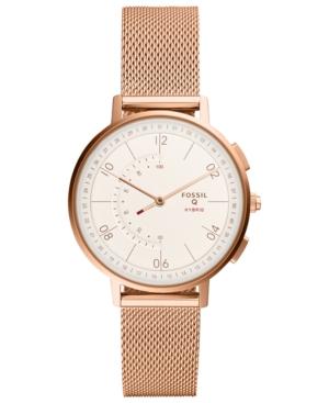 Fossil Q Women's Harper Rose Gold-tone Stainless Steel Mesh Bracelet Hybrid Smart Watch 37mm