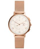 Fossil Q Women's Harper Rose Gold-tone Stainless Steel Mesh Bracelet Hybrid Smart Watch 37mm