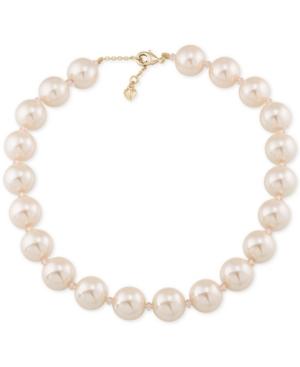 Carolee Gold-tone Pink Imitation Pearl Choker Necklace