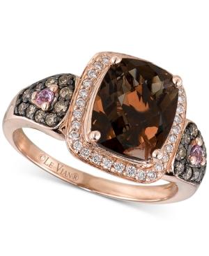 Le Vian Chocolatier Smoky Quartz (2-1/2 Ct. T.w.), Diamond (1/3 Ct. T.w.) And Pink Sapphire Accent Ring In 14k Rose Gold