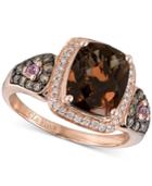Le Vian Chocolatier Smoky Quartz (2-1/2 Ct. T.w.), Diamond (1/3 Ct. T.w.) And Pink Sapphire Accent Ring In 14k Rose Gold