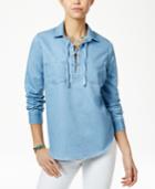 Polly & Esther Juniors' Lace-up Denim Shirt