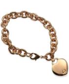 Guess Rose Gold-tone Heart Charm Link Bracelet