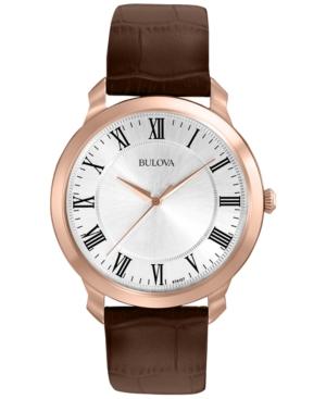 Bulova Men's Brown Leather Strap Watch 41mm 97a107