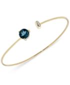 Blue Topaz (1-5/8 Ct. T.w.) And Diamond Accent Flex Cuff Bracelet In 14k Gold