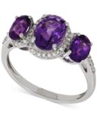 Amethyst (1-9/10 Ct. T.w.) & Diamond (1/10 Ct. T.w.) Ring In Sterling Silver