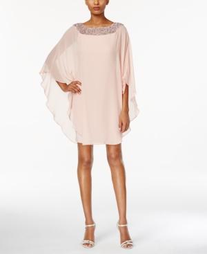 Xscape Embellished Chiffon Cape-overlay Dress