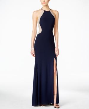 Xscape Dazzling Illusion Halter Gown