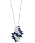 Royale Blue By Effy Sapphire (1-3/4 Ct. T.w.) & Diamond (1/3 Ct. T.w.) Pendant Necklace In 14k White Gold