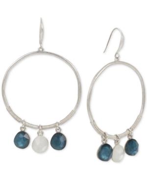 Robert Lee Morris Soho Silver-tone Stone Drop Hoop Earrings