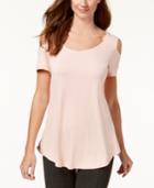 Jm Collection Cold-shoulder Swing T-shirt, Created For Macy's