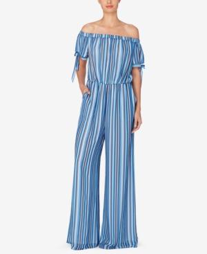 Catherine Catherine Malandrino Striped Off-the-shoulder Jumpsuit
