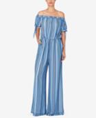 Catherine Catherine Malandrino Striped Off-the-shoulder Jumpsuit