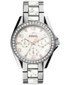 Fossil Women's Riley Crystal Accented Two-tone Stainless Steel Bracelet Watch 38mm Es3973