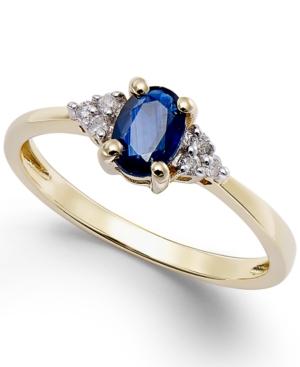 Sapphire (1/2 Ct. T.w.) And Diamond Accent Ring In 10k Gold