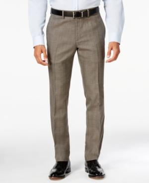 Kenneth Cole Reaction Men's Slim-fit Brown Glen Plaid Dress Pants