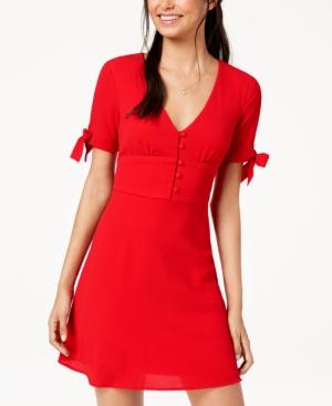 B Darlin Juniors' Tie-sleeve Fit & Flare Dress