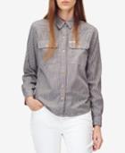 Calvin Klein Jeans Cotton Railroad Striped Snap-front Shirt
