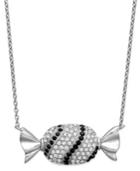 Sis By Simone I Smith Platinum Over Sterling Silver Necklace, Black And White Crystal Candy Pendant