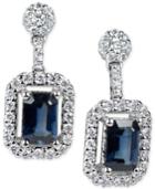 Sapphire (1-3/8 Ct. T.w.) & Diamond (1/2 Ct. T.w.) Drop Earrings In 14k White Gold