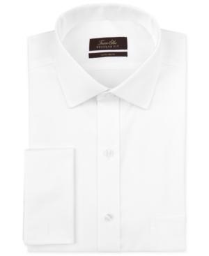 Tasso Elba Non-iron White Diamond Textured French Cuff Shirt