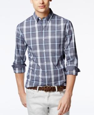 Club Room Men's Wentworth Plaid Contrast-trim Shirt, Only At Macy's