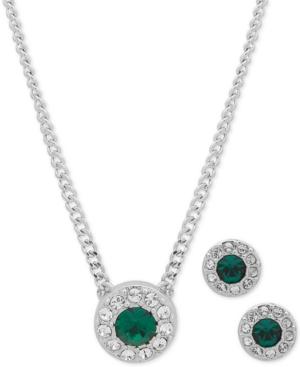 Givenchy Pave Stone Pendant Necklace & Stud Earrings