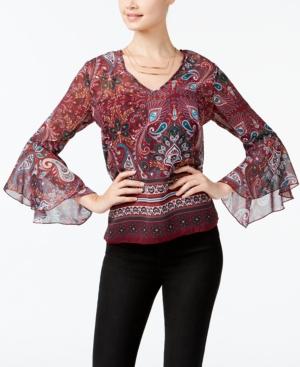 Bcx Juniors' Bell-sleeve Lace-up Top