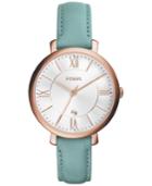 Fossil Women's Jacqueline Green Leather Strap Watch 36mm Es4149