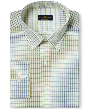Club Room Estate Wrinkle Resistant Yellow Parker Check Dress Shirt, Only At Macy's