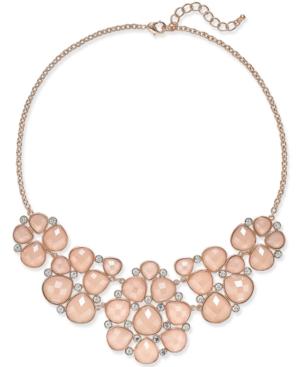 Charter Club Rose Gold-tone Pink Crystal Drama Necklace, Only At Macy's