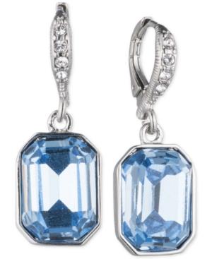 Givenchy Silver-tone Large Blue Crystal Drop Earrings