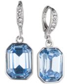 Givenchy Silver-tone Large Blue Crystal Drop Earrings