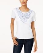 Alfred Dunner Studded Embroidered Top