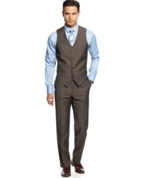 Alfani Red Vest Light Brown Twill Slim Fit
