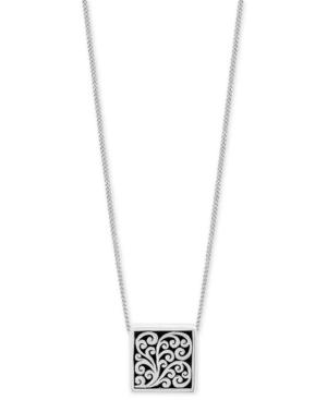 Lois Hill Decorative Scroll Square 20 Pendant Necklace In Sterling Silver