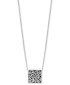 Lois Hill Decorative Scroll Square 20 Pendant Necklace In Sterling Silver